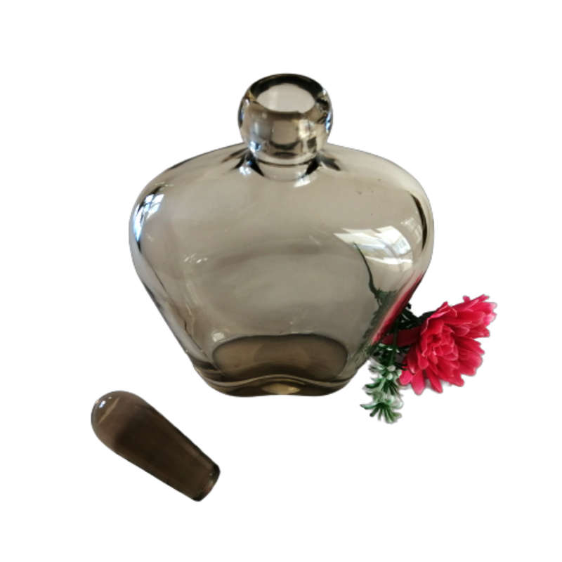 Large and Heavy Elegant Smokey Grey Glass Decanter