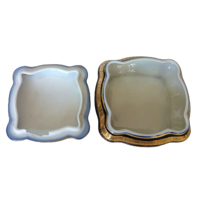 Limoges France Cobalt Cobalt Blue and 22k Gold Large Trinket box