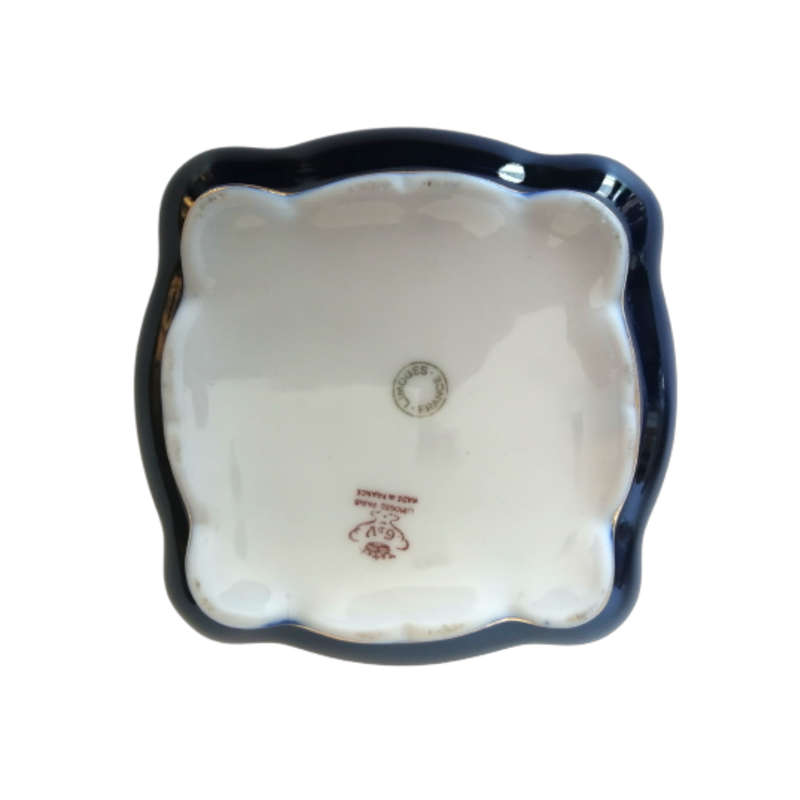 Limoges France Cobalt Cobalt Blue and 22k Gold Large Trinket box