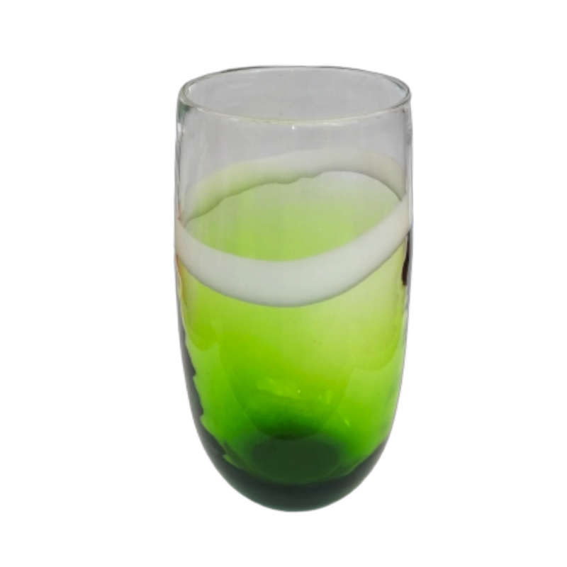 Hand-Blown Heavy Green Art Glass Tall Vase