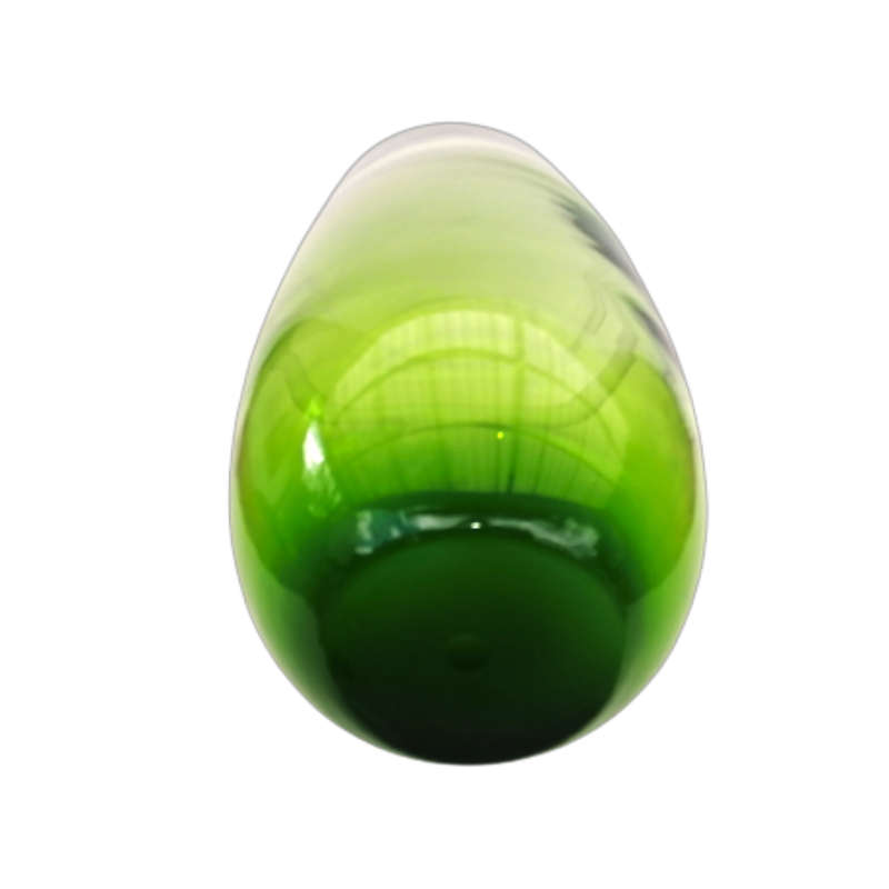 Hand-Blown Heavy Green Art Glass Tall Vase