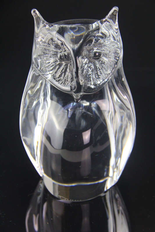 Daum France Large Heavy Crystal Owl Chouette Figurine