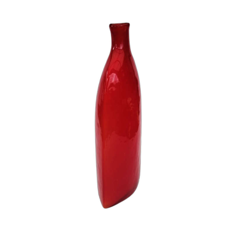 Stunning Oversized Art-Glass Bottle Vase in a Vibrant Shade of Red