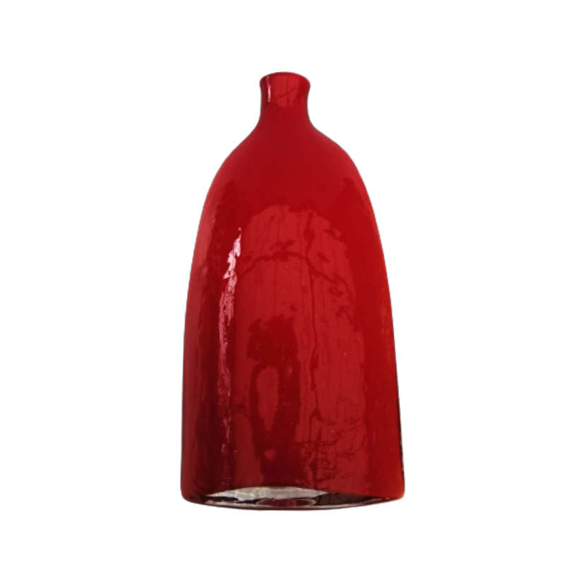 Stunning Oversized Art-Glass Bottle Vase in a Vibrant Shade of Red
