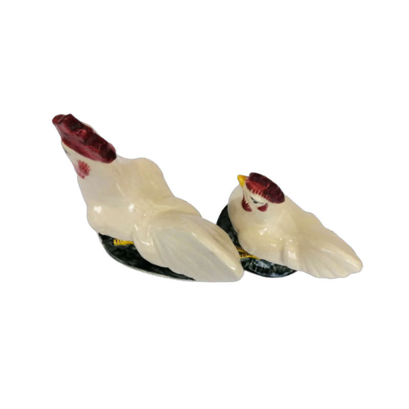 Italian Earthenware Pair of Hen and Cockerel were made in Italy