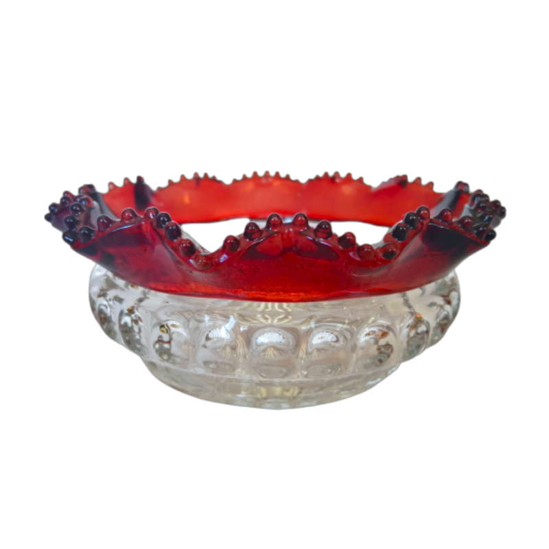 Antique Art Glass Jam Bowels in an Silverplated Cruet Holder