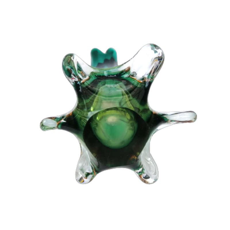 Murano Glass Bright Vibrant Green Amber and Yellow Tall Vase