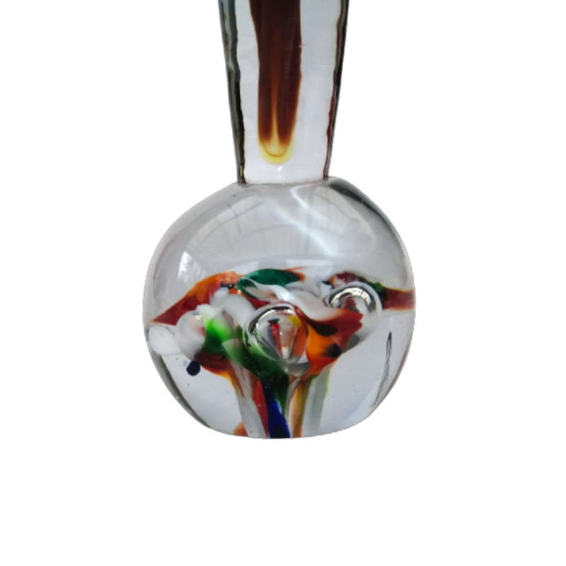 Murano Glass Bright Amber and Rainbow Tall Vase