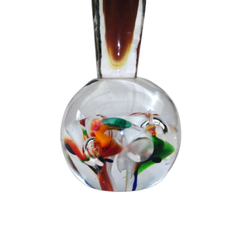 Murano Glass Bright Amber and Rainbow Tall Vase