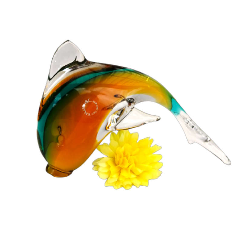 Murano Glass Large Swimming Fish Dolphin V.Nason & C 1970`s