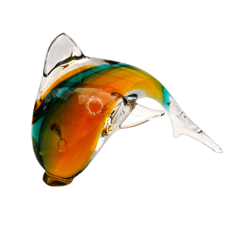 Murano Glass Large Swimming Fish Dolphin V.Nason & C 1970`s