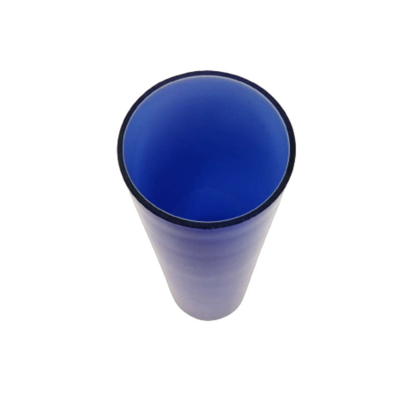 Tall Art Glass Blue Vase with White inside