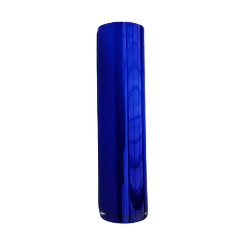 Tall Art Glass Blue Vase with White inside