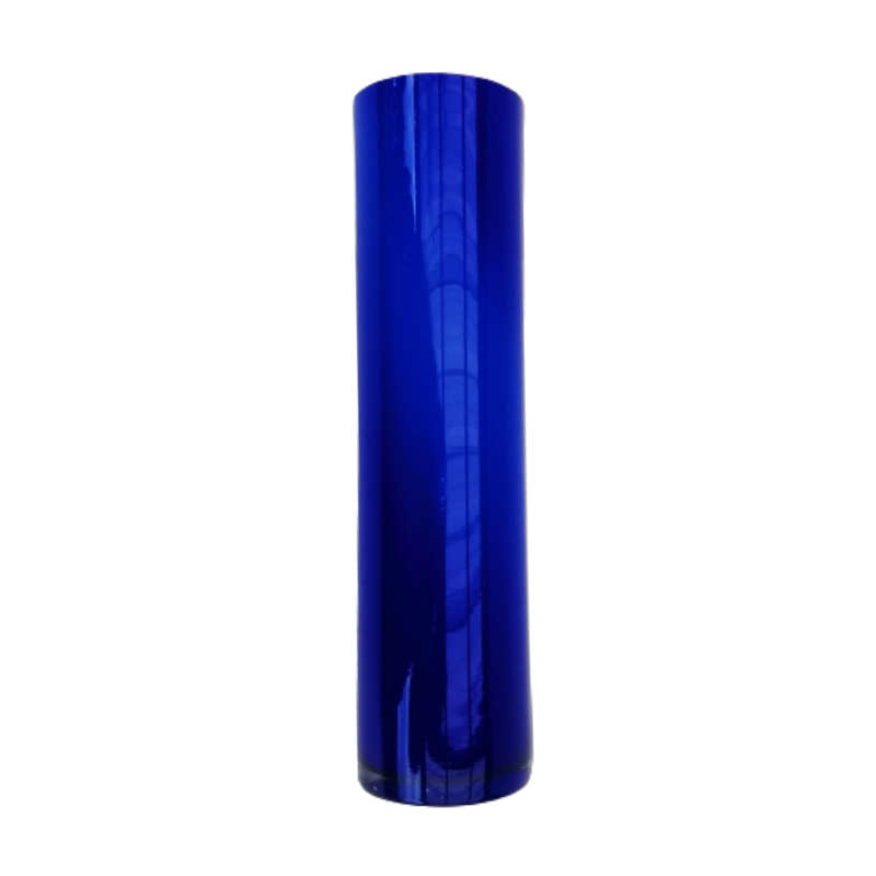 Tall Art Glass Blue Vase with White inside
