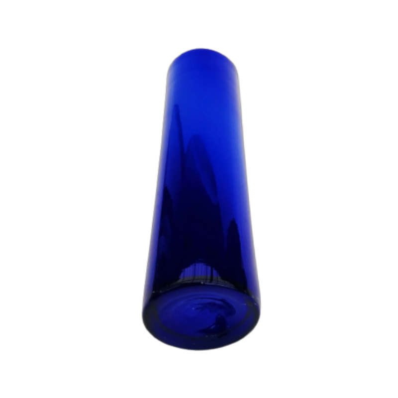 Tall Art Glass Blue Vase with White inside