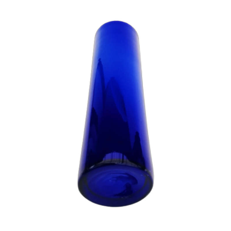 Tall Art Glass Blue Vase with White inside