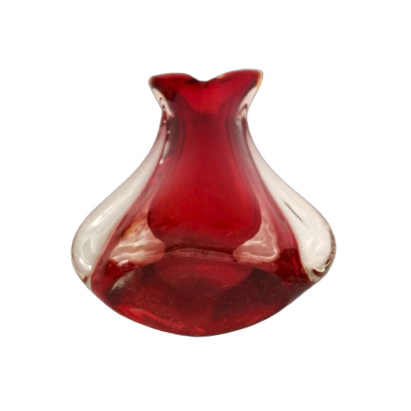 Murano Fishtail Red and Clear Vase Unusual Shape