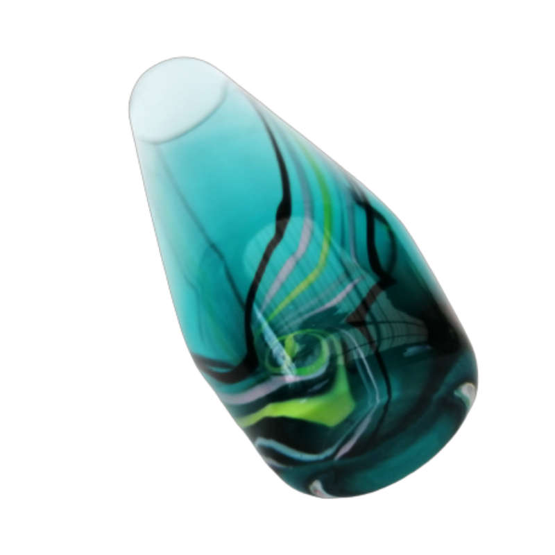 Stunning Art Glass Vase Turquoise Body with Strips of Colour