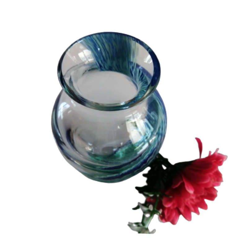 Murano Art Glass Vase, Awash with Blues and Greens