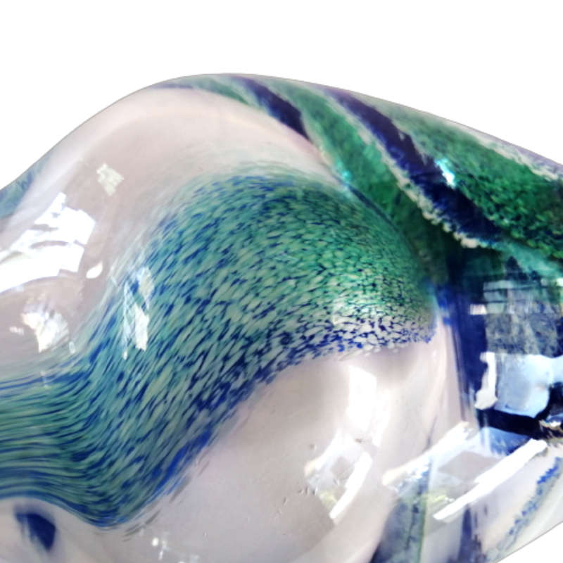 Murano Art Glass Vase, Awash with Blues and Greens