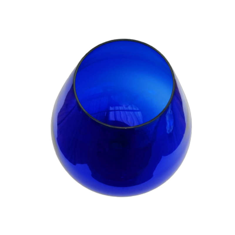 Mid Century Large Deep Blue Venetian Goblet Vase with Clear Stem