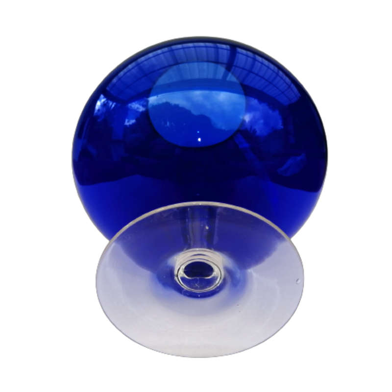 Mid Century Large Deep Blue Venetian Goblet Vase with Clear Stem