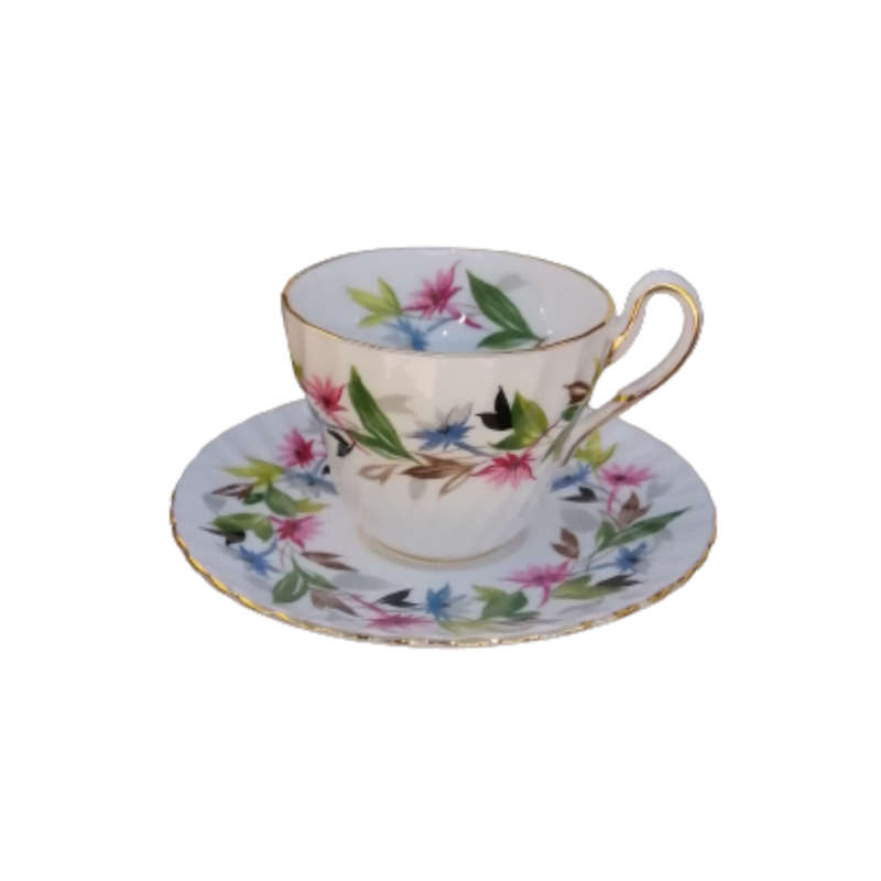 Foley Demitasse Cup and Saucer Duo Set with Pretty Flowers