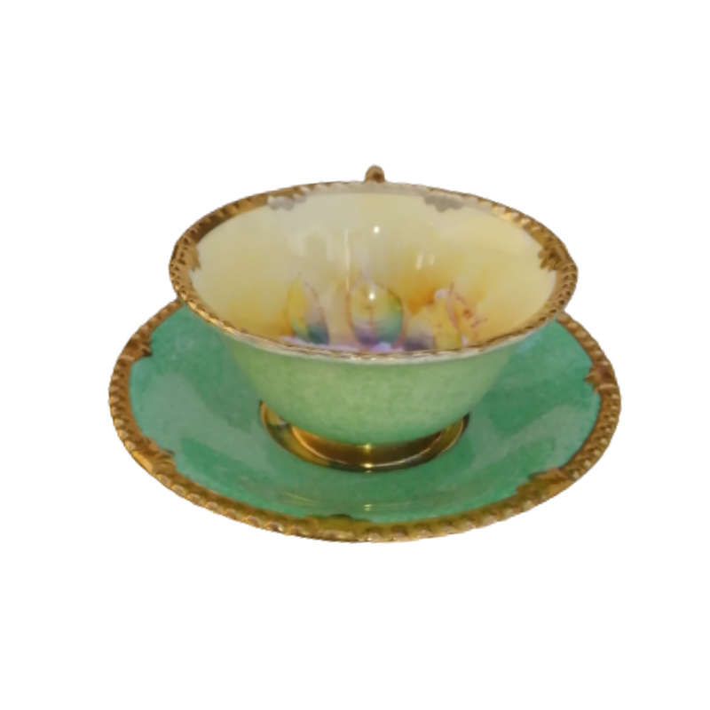 Paragon Fine Bone China Green with Cabbage Rose Demitasse Cup and Saucer