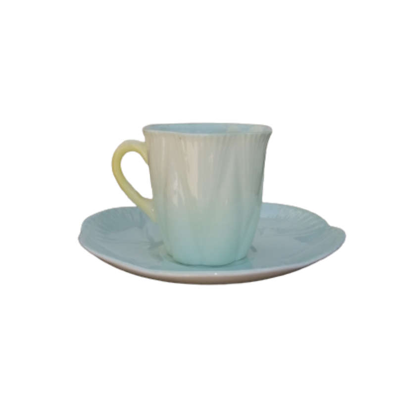 Shelley Pale Green with Yellow Handle Demitasse Cup