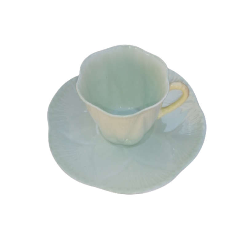 Shelley Pale Green with Yellow Handle Demitasse Cup