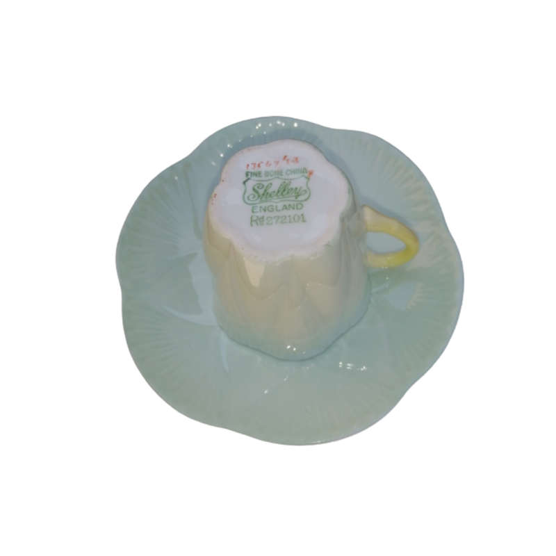 Shelley Pale Green with Yellow Handle Demitasse Cup