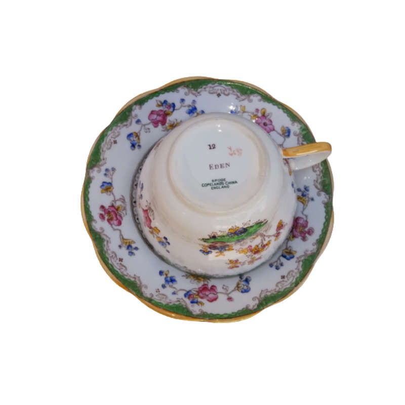 Copeland Copland Eden Large oversized Cup and Saucer Set with Birds and Flowers Motive