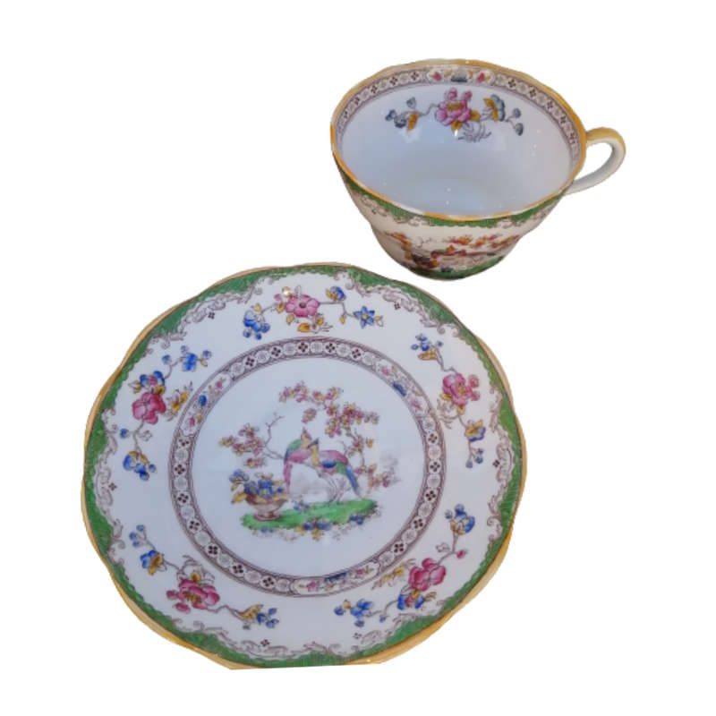 Copeland Copland Eden Large oversized Cup and Saucer Set with Birds and Flowers Motive