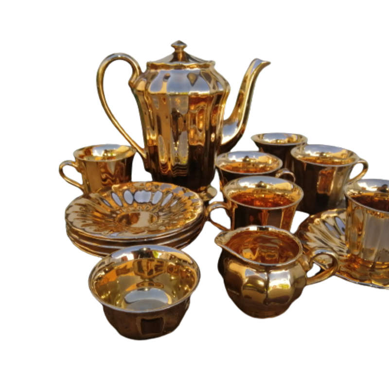 Wade Royal Victoria Gold Pottery Coffee Service Lustre Finish 15 Piece Rare