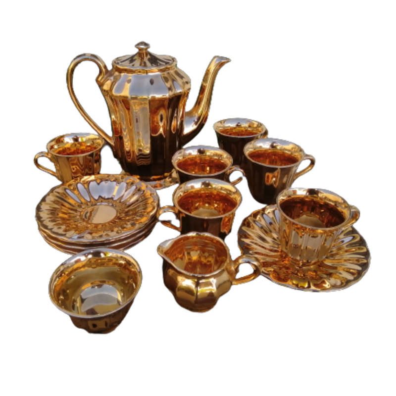 Wade Royal Victoria Gold Pottery Coffee Service Lustre Finish 15 Piece Rare