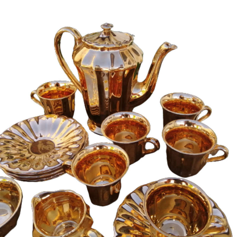 Wade Royal Victoria Gold Pottery Coffee Service Lustre Finish 15 Piece Rare