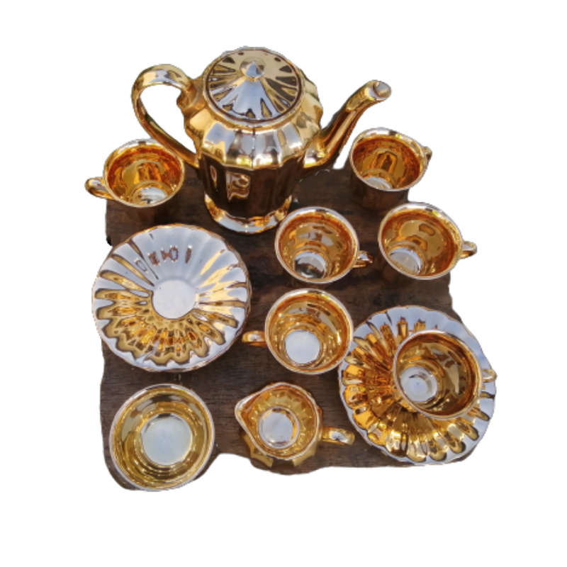 Wade Royal Victoria Gold Pottery Coffee Service Lustre Finish 15 Piece Rare