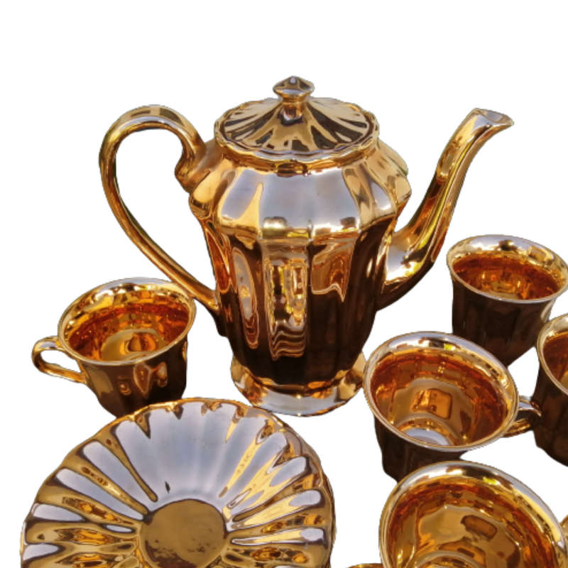 Wade Royal Victoria Gold Pottery Coffee Service Lustre Finish 15 Piece Rare