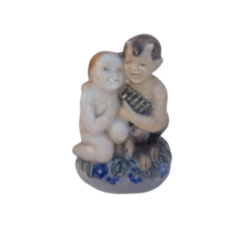 Royal Copenhagen 2298 Faun with Pipes and Small Girl V.Waldorff