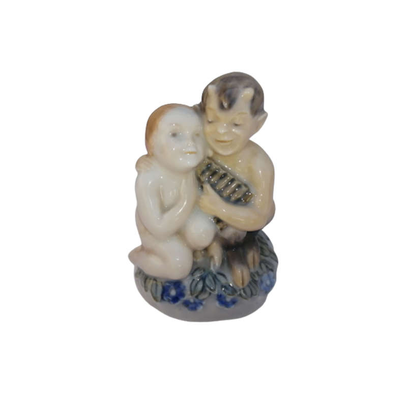 Royal Copenhagen 2298 Faun with Pipes and Small Girl V.Waldorff