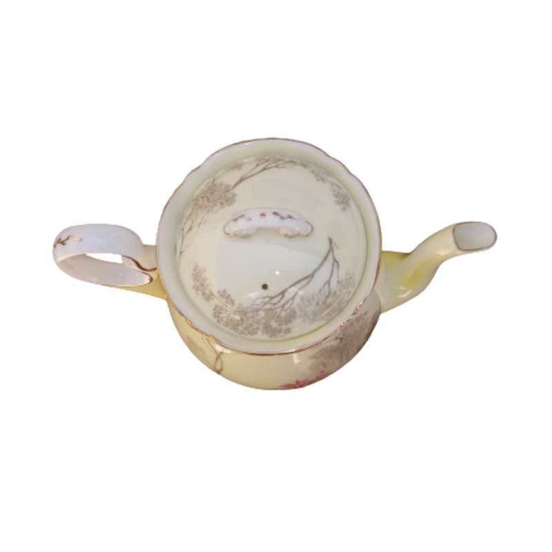 Shelley Fine Bone China Tea Pot Hand Painted Tree And Flower Decoration