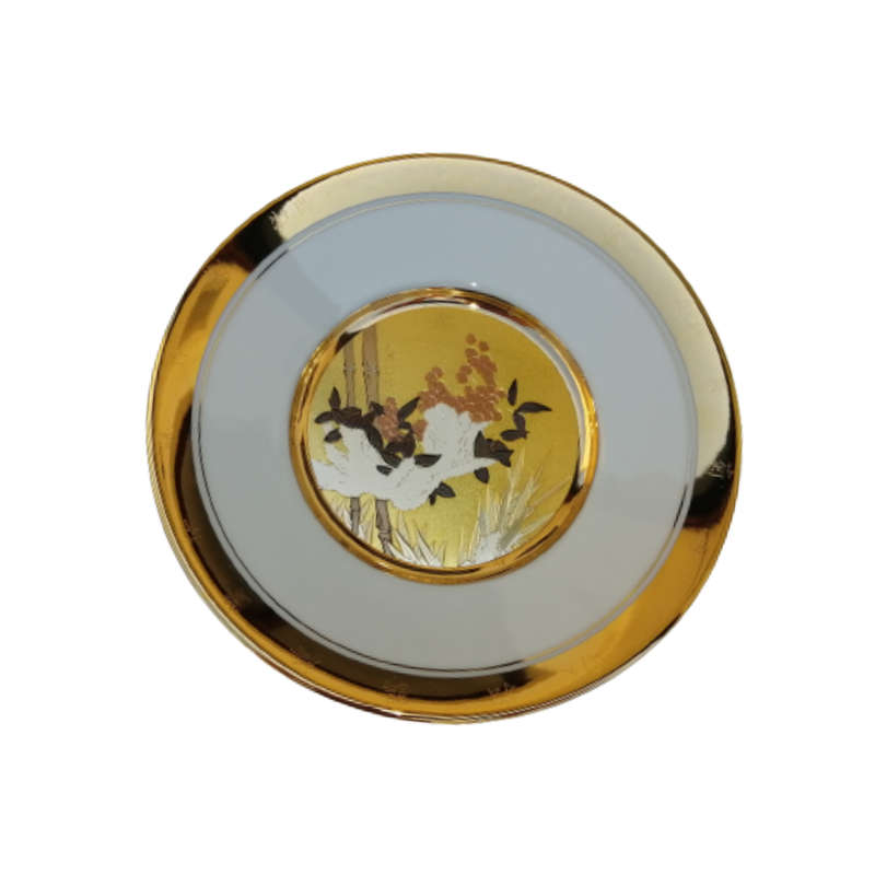 Hamilton Collection Japanese floral calendar Winter Chokin plate 23K gold trim