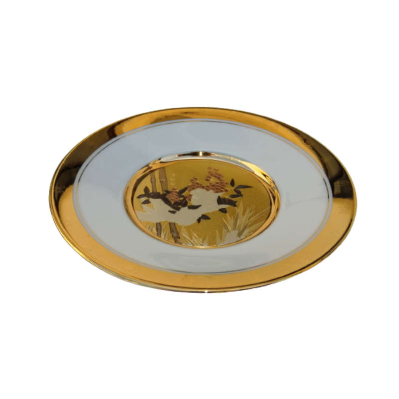 Hamilton Collection Japanese floral calendar Winter Chokin plate 23K gold trim