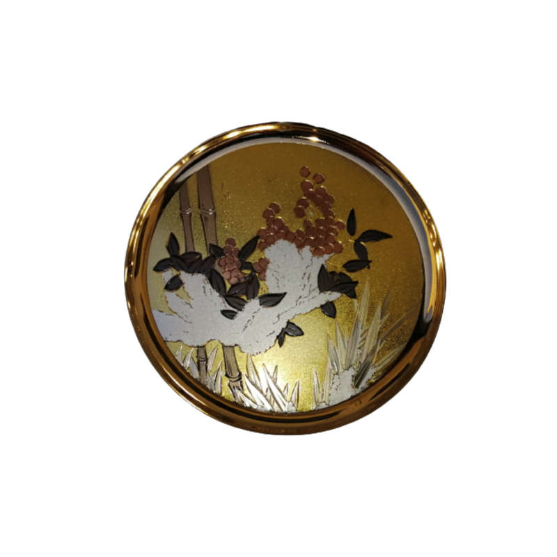 Hamilton Collection Japanese floral calendar Winter Chokin plate 23K gold trim
