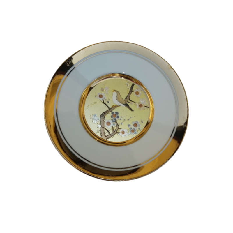 Hamilton Collection Japanese floral calendar Early Spring Chokin plate 23K gold trim