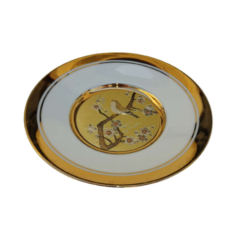 Hamilton Collection Japanese floral calendar Early Spring Chokin plate 23K gold trim