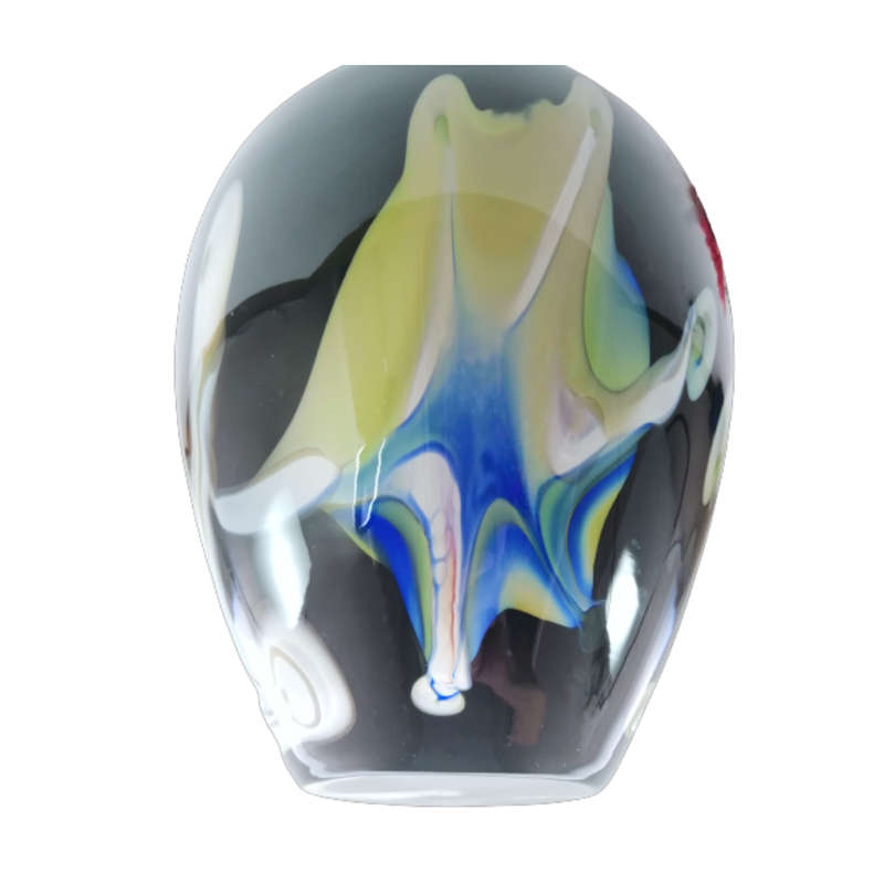 Makora Black with a Splash of Colour Hand Blown art Glass Large Vase