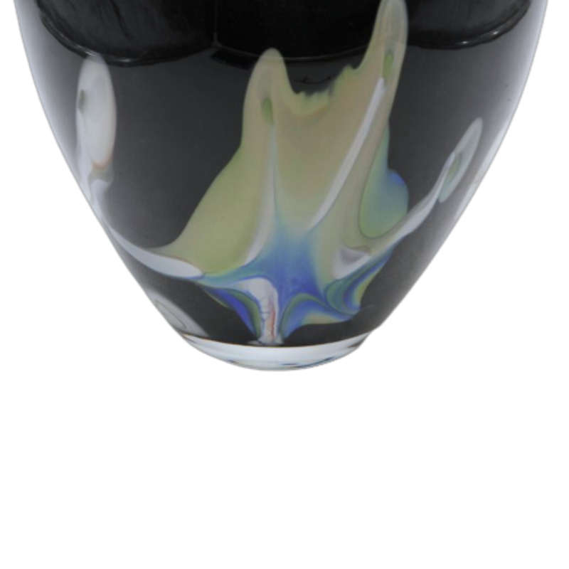 Makora Black with a Splash of Colour Hand Blown art Glass Large Vase