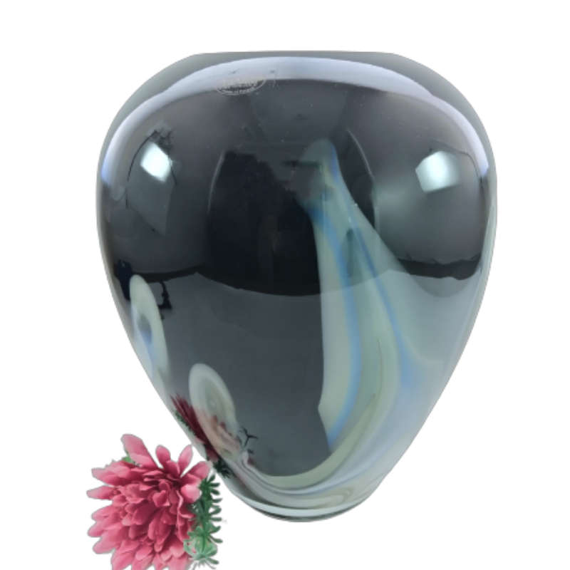 Makora Black with a Splash of Colour Hand Blown art Glass Large Vase