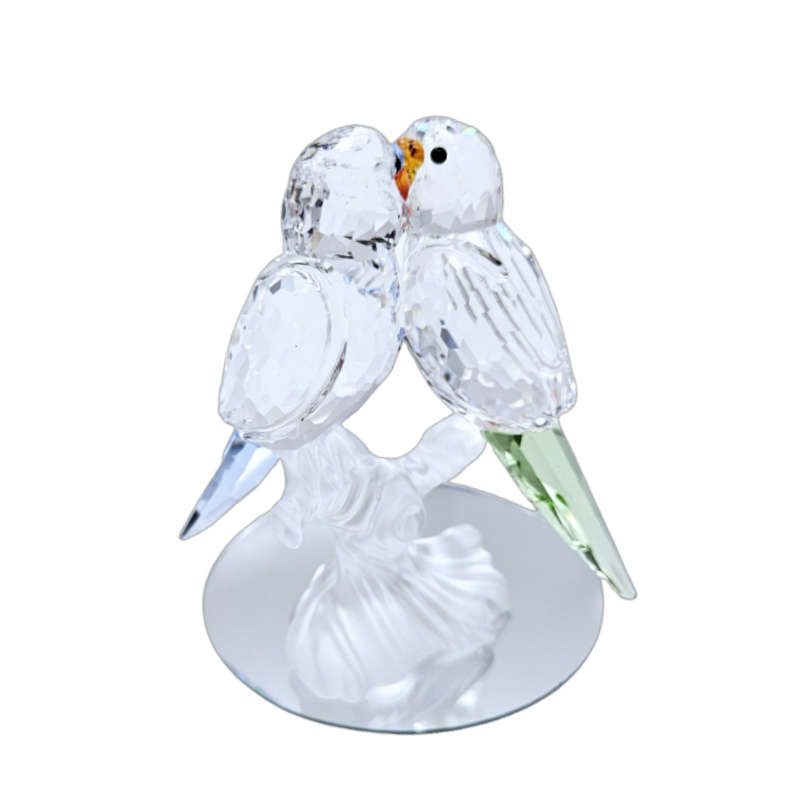 Swarovski Budgies Blue Green Birds Crystal Figurine